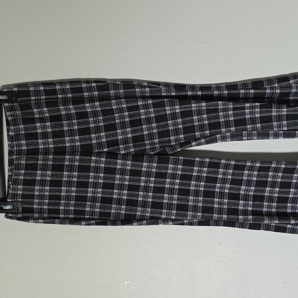 Eyeshadow Purple, Black, And White Plaid Pants